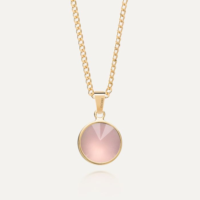 Silver necklace with rose quartz gold plated