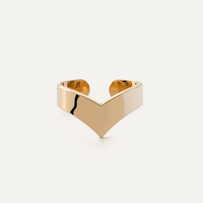 Silver knuckle ring, heart gold plated