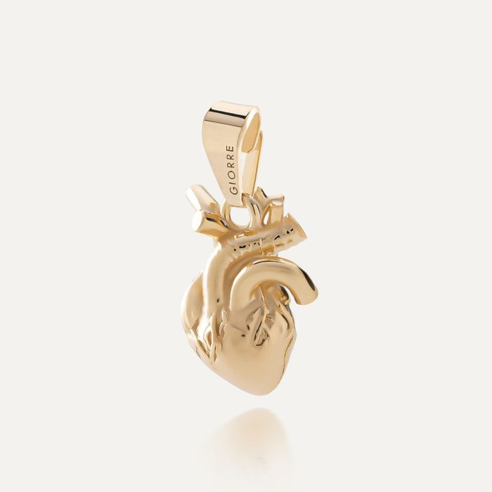 Human’s heart charms pendant bead, sterling silver 925 gold plated