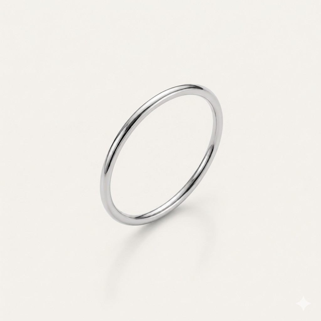 Midi Knuckle Ring 1 mm aus 925er Sterlingsilber mit Platinbeschichtung