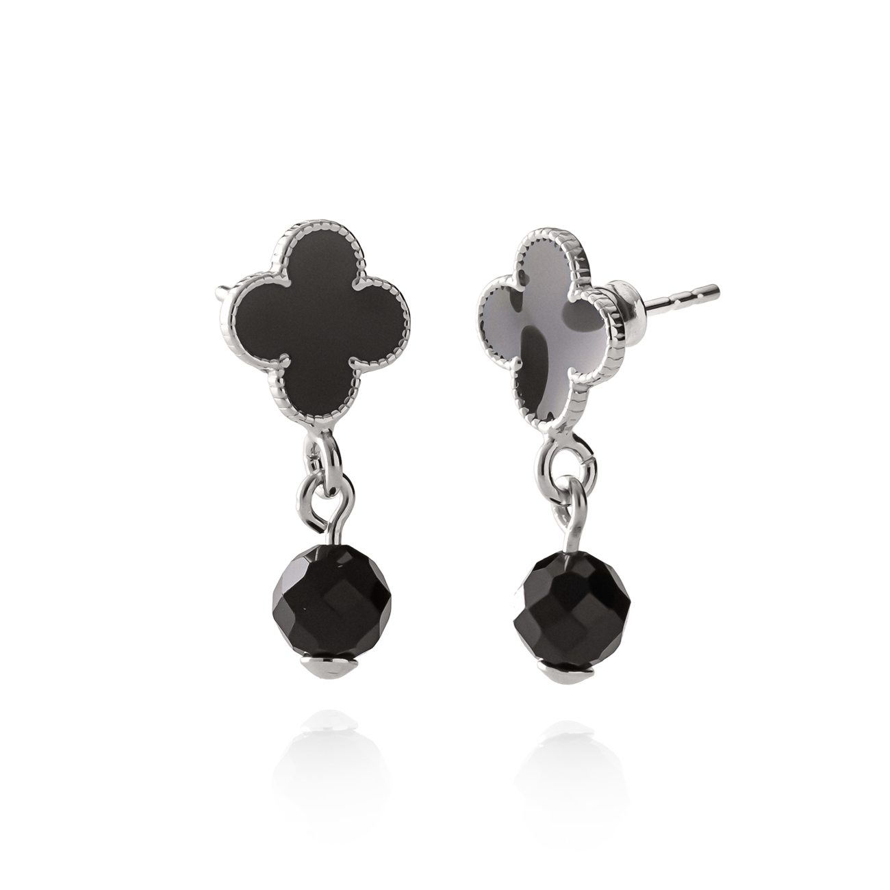 lucky charm earrings black four leaf clover earrings