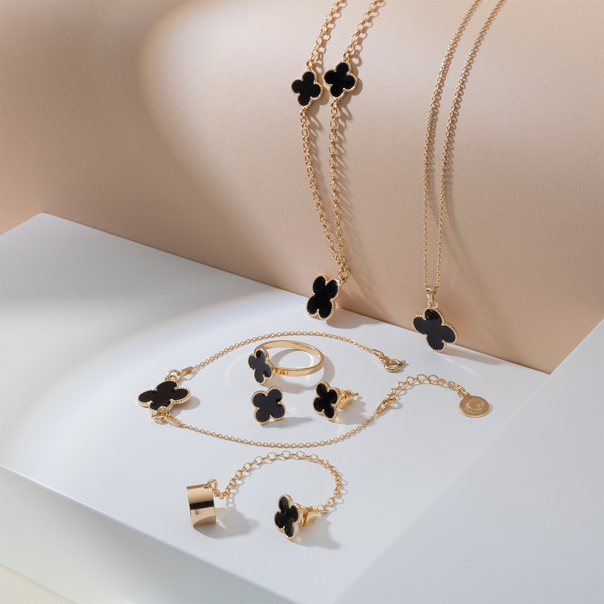 black clover jewelry silver resin jewelry