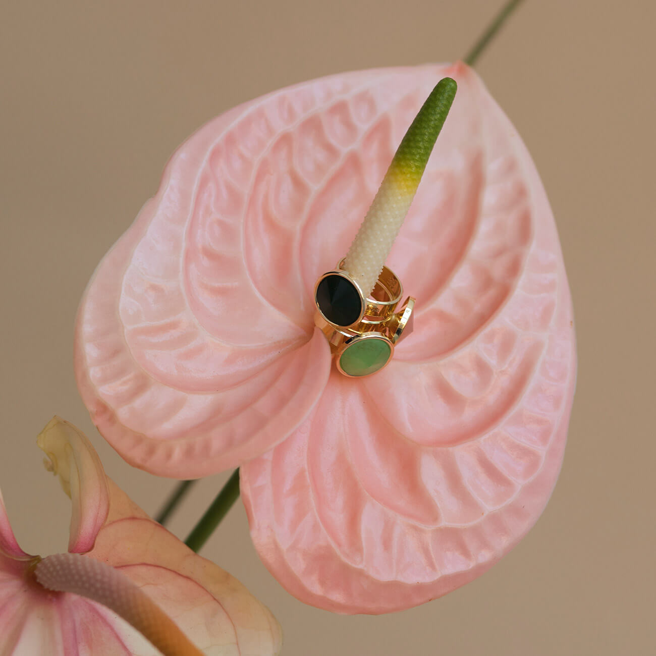 Rings with natural stones