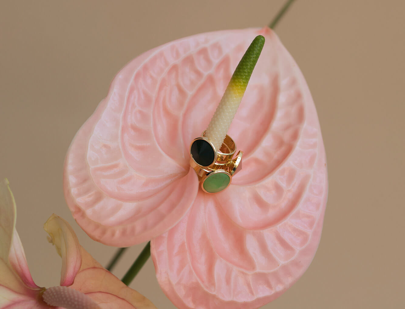 Rings with natural stones