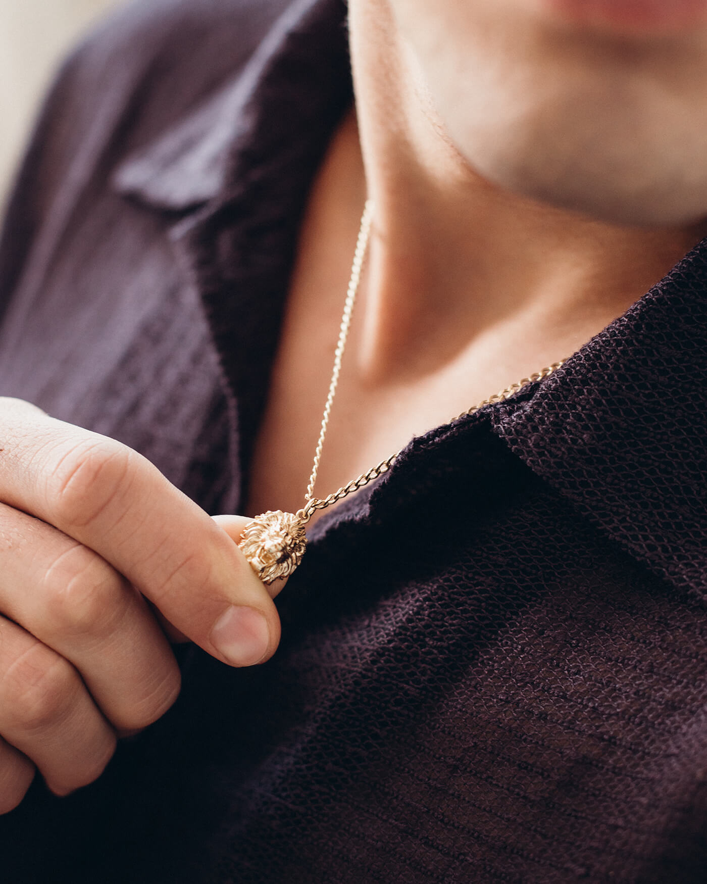 Giorre men’s jewelry – gold necklace with lion pendant